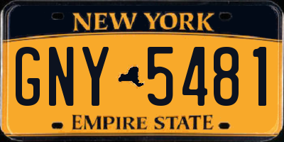 NY license plate GNY5481