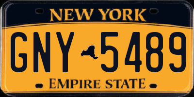 NY license plate GNY5489