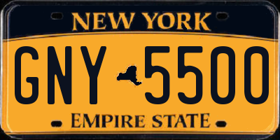 NY license plate GNY5500