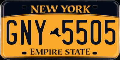 NY license plate GNY5505