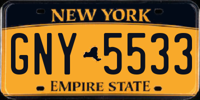 NY license plate GNY5533