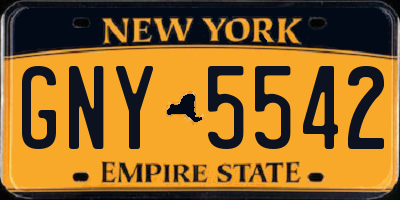 NY license plate GNY5542