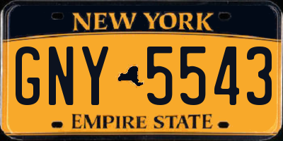 NY license plate GNY5543