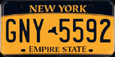 NY license plate GNY5592