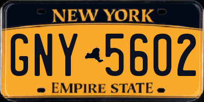 NY license plate GNY5602