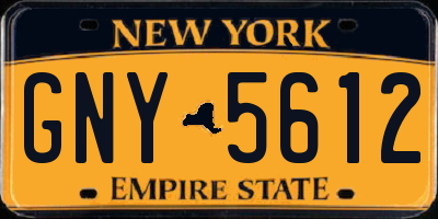 NY license plate GNY5612