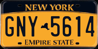 NY license plate GNY5614