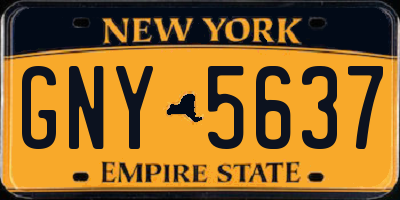 NY license plate GNY5637