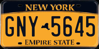 NY license plate GNY5645