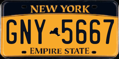 NY license plate GNY5667