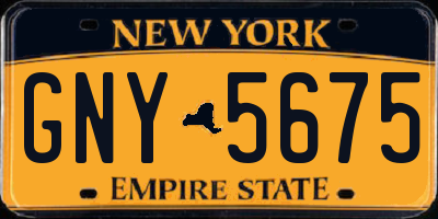 NY license plate GNY5675
