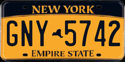 NY license plate GNY5742