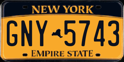 NY license plate GNY5743