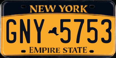 NY license plate GNY5753