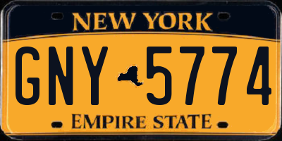 NY license plate GNY5774
