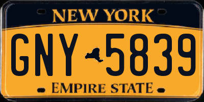 NY license plate GNY5839