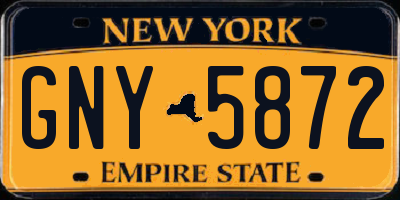 NY license plate GNY5872