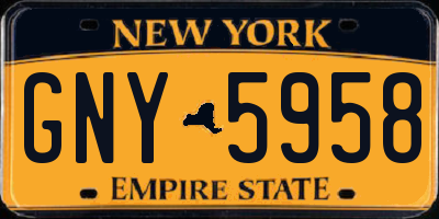 NY license plate GNY5958