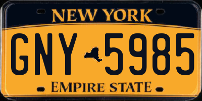 NY license plate GNY5985