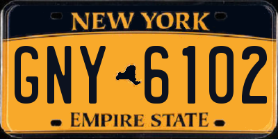 NY license plate GNY6102