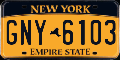 NY license plate GNY6103