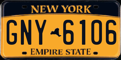 NY license plate GNY6106