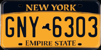 NY license plate GNY6303