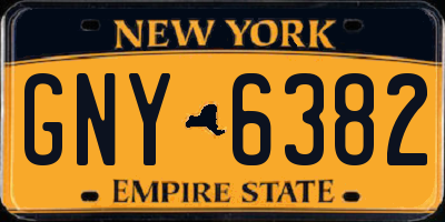 NY license plate GNY6382