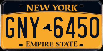 NY license plate GNY6450