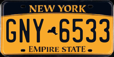 NY license plate GNY6533