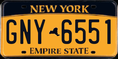 NY license plate GNY6551