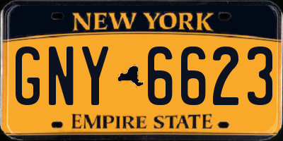 NY license plate GNY6623