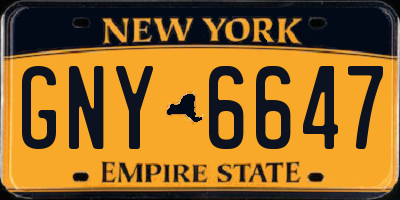 NY license plate GNY6647