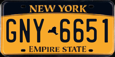 NY license plate GNY6651