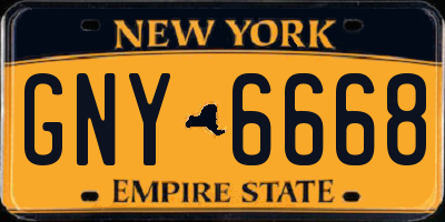 NY license plate GNY6668