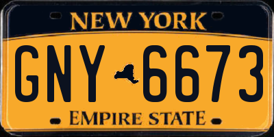 NY license plate GNY6673