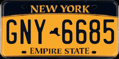 NY license plate GNY6685