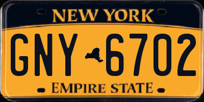 NY license plate GNY6702