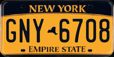 NY license plate GNY6708