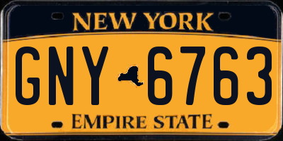 NY license plate GNY6763