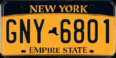 NY license plate GNY6801