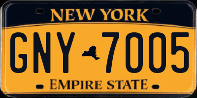 NY license plate GNY7005