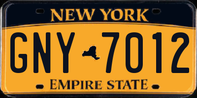 NY license plate GNY7012