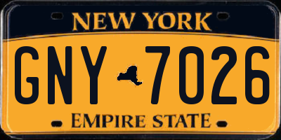 NY license plate GNY7026