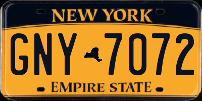 NY license plate GNY7072