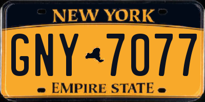 NY license plate GNY7077