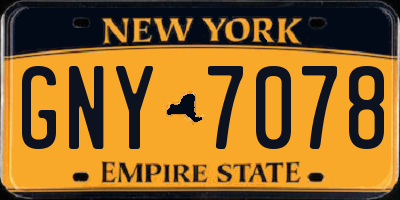 NY license plate GNY7078
