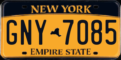 NY license plate GNY7085