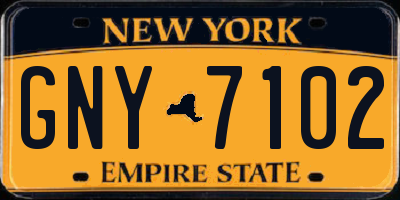 NY license plate GNY7102