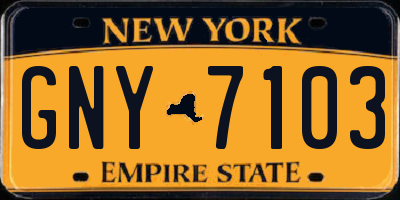 NY license plate GNY7103